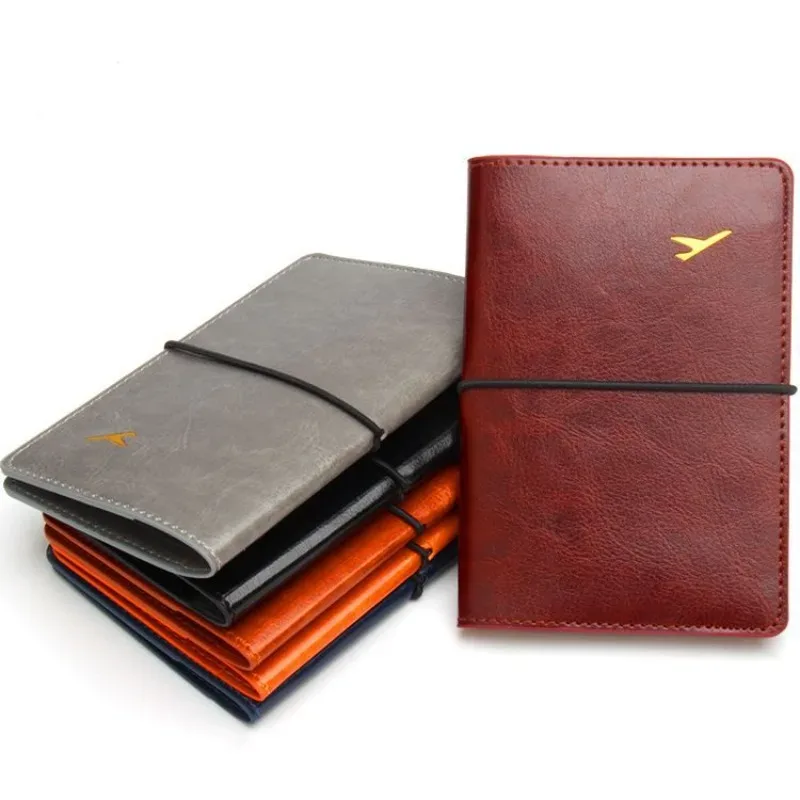 housse de passeport en cuir pu ultra fine avec bande élastique, étui de passeport pour femmes et hommes, porte-billets, porte-cartes d'identité, porte-passeport en cuir