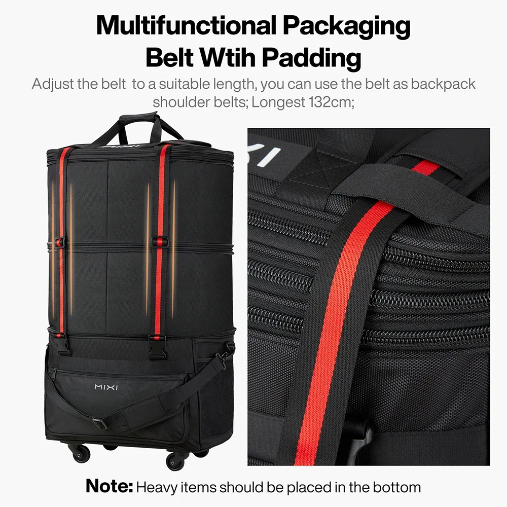 sac de voyage pliable à grande capacité extensible mixi avec roulettes, sac à bagages, sac de sport m3015
