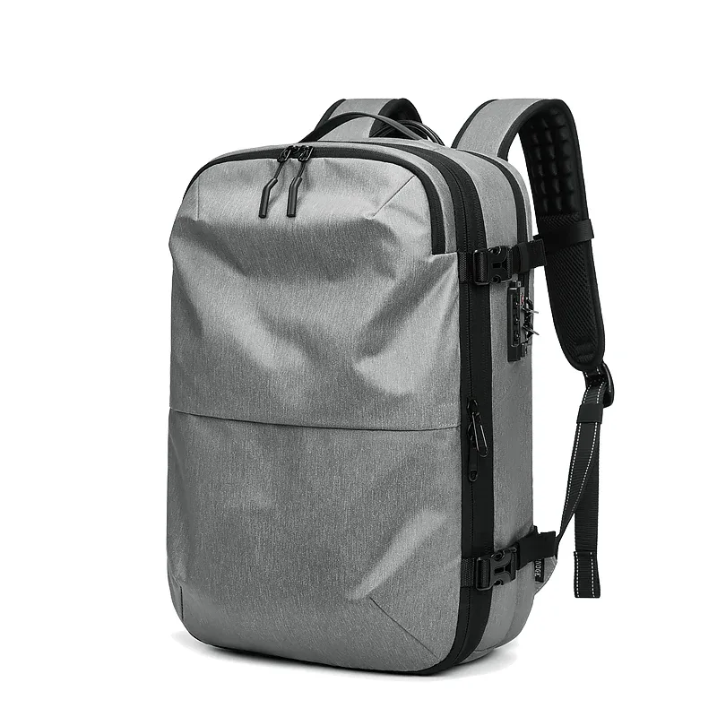 sac à dos de voyage pour hommes, sac à dos à compression sous vide pour ordinateur portable 17 pouces, sac à dos d'affaires de grande capacité, sac à dos scolaire extensible, sac à dos de randonnée