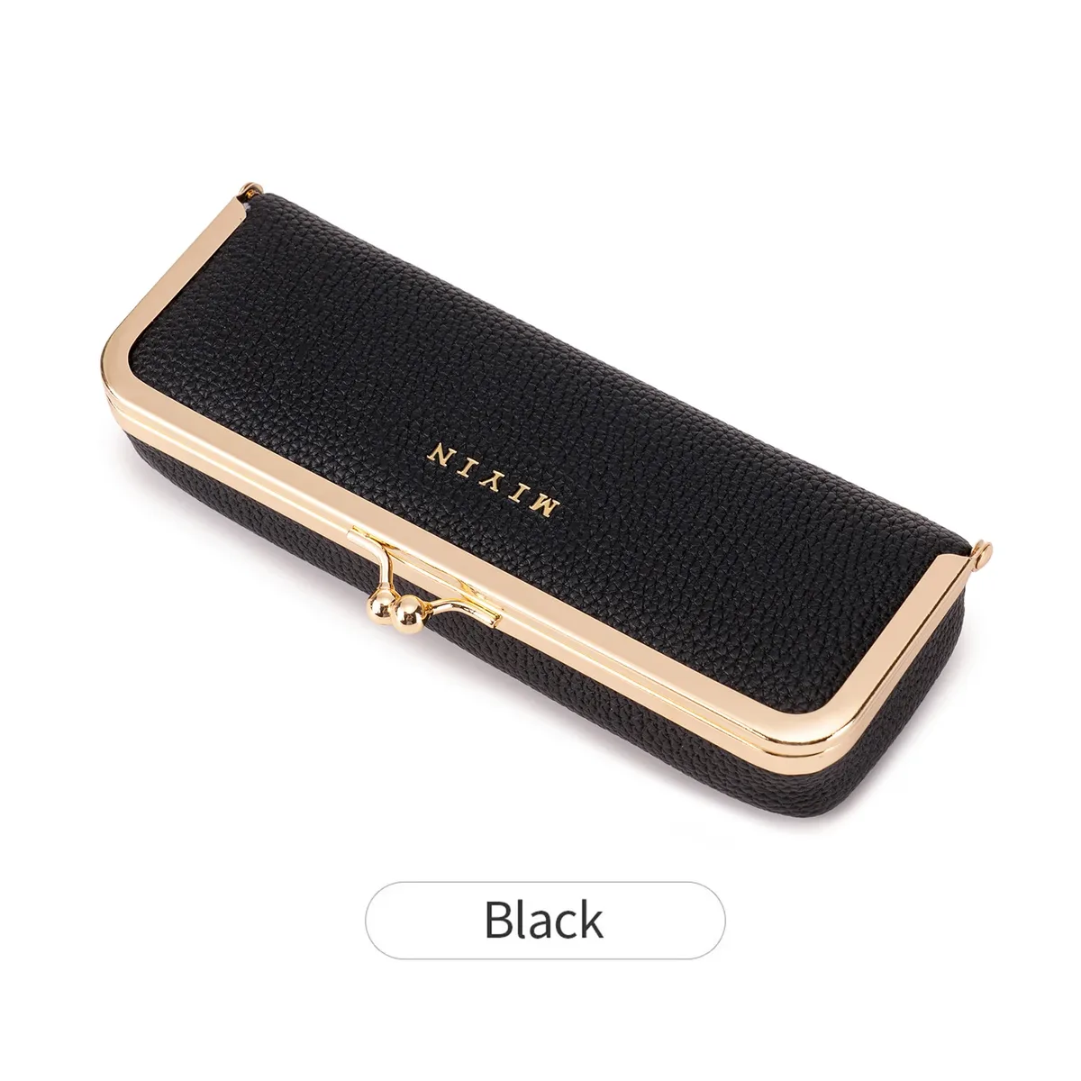 miyin étui à bijoux multifonctionnel pour femme à imprimé léopard avec fermeture kiss lock, étui à lunettes, essentiel de voyage, organisateur de rouge à lèvres et cosmétiques