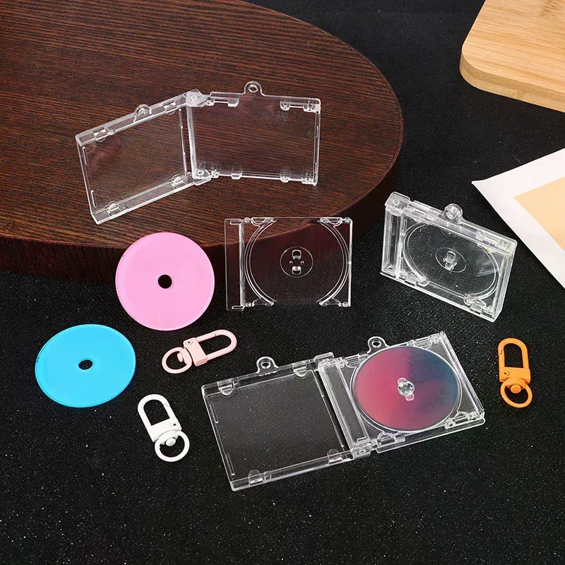 porte-clés album souvenir vierge, mini étui cd, breloque en forme de lecteur cd, breloques diy pour sac à dos