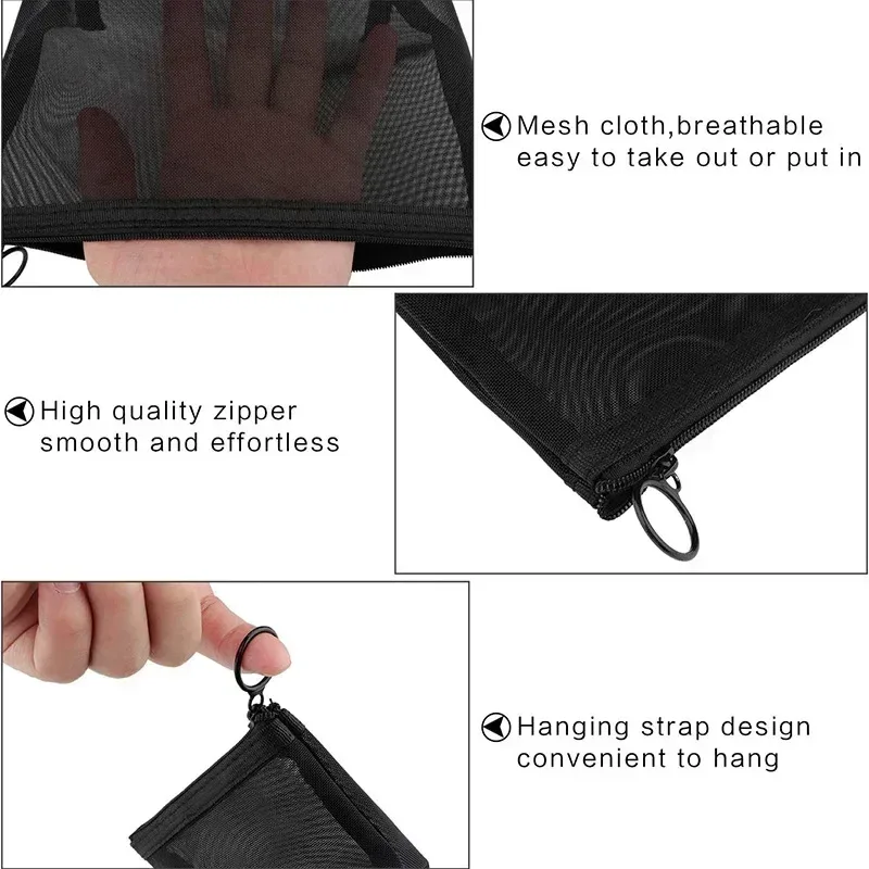 trousses de toilette en maille noire pour femmes, trousse de maquillage de voyage, petite et grande trousse, organisateur, étuis à cosmétiques, rangement d'articles de toilette, pochette à main