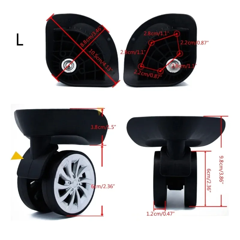 roue plastique noire argentée pivotante haute qualité abs usage voyage sac valise trolley bricolage