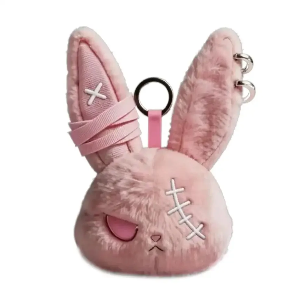breloque de sac gothique en peluche lapin noir, porte-clés, pendentif lapin kawaii, accessoire de sac à main, décoration à suspendre pour sac à dos