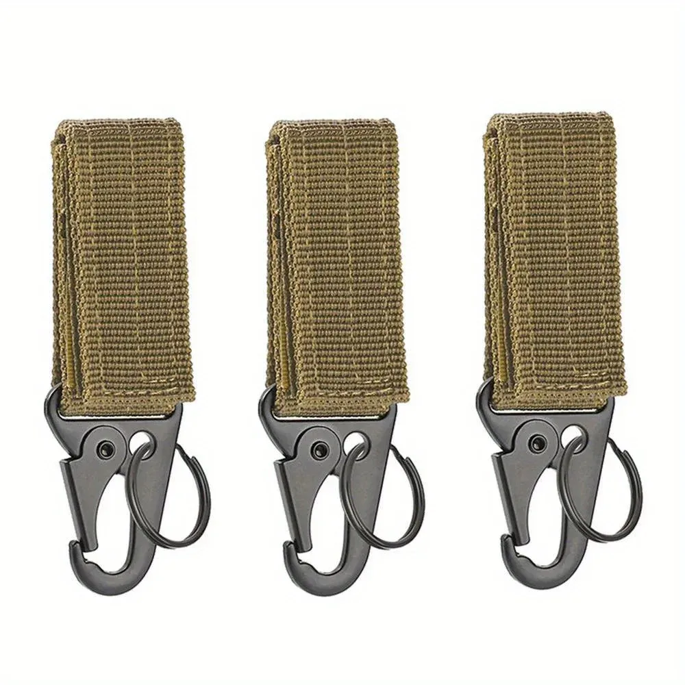 mousqueton tactique d'extérieur, 3 pièces, porte-clés edc, sangle en nylon, porte-clés, sac à dos de camping, crochet de ceinture, boucle suspendue, clip muilter