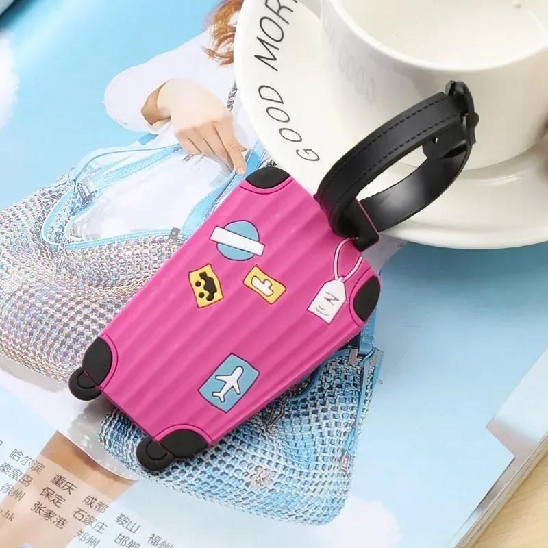 étiquettes de bagages en silicone, accessoires de voyage pour sacs, étiquette de bagage portable, style dessin animé pour filles et garçons, couverture de carte, nouvelle mode