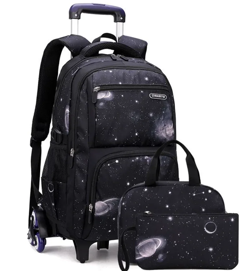 sac à dos à roulettes pour enfants, valise de voyage à roulettes, sac à roulettes pour l'école, ensemble de sacs d'école pour garçons, ensemble de sacs à déjeuner