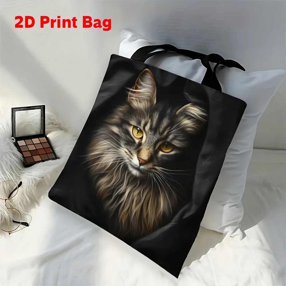 Maine Coon Cat Tote Bag Sac à main en polyester élégant et durable avec imprimé chat élégant pour les sacs à bandoulière Shopping et Errands