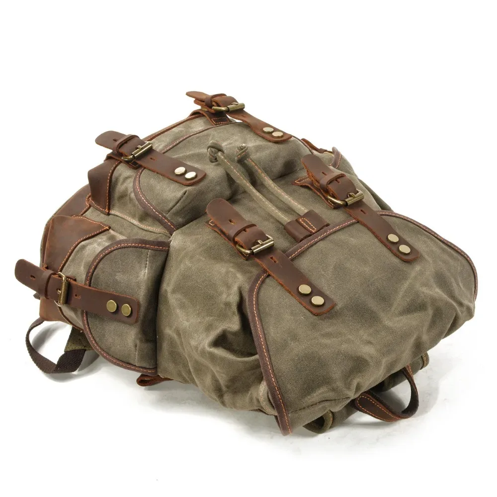 sacs à dos vintage en toile pour hommes, sacs à dos pour ordinateur portable, sacs à dos imperméables, grands sacs à dos de randonnée en toile cirée, sacs à dos de voyage vintage