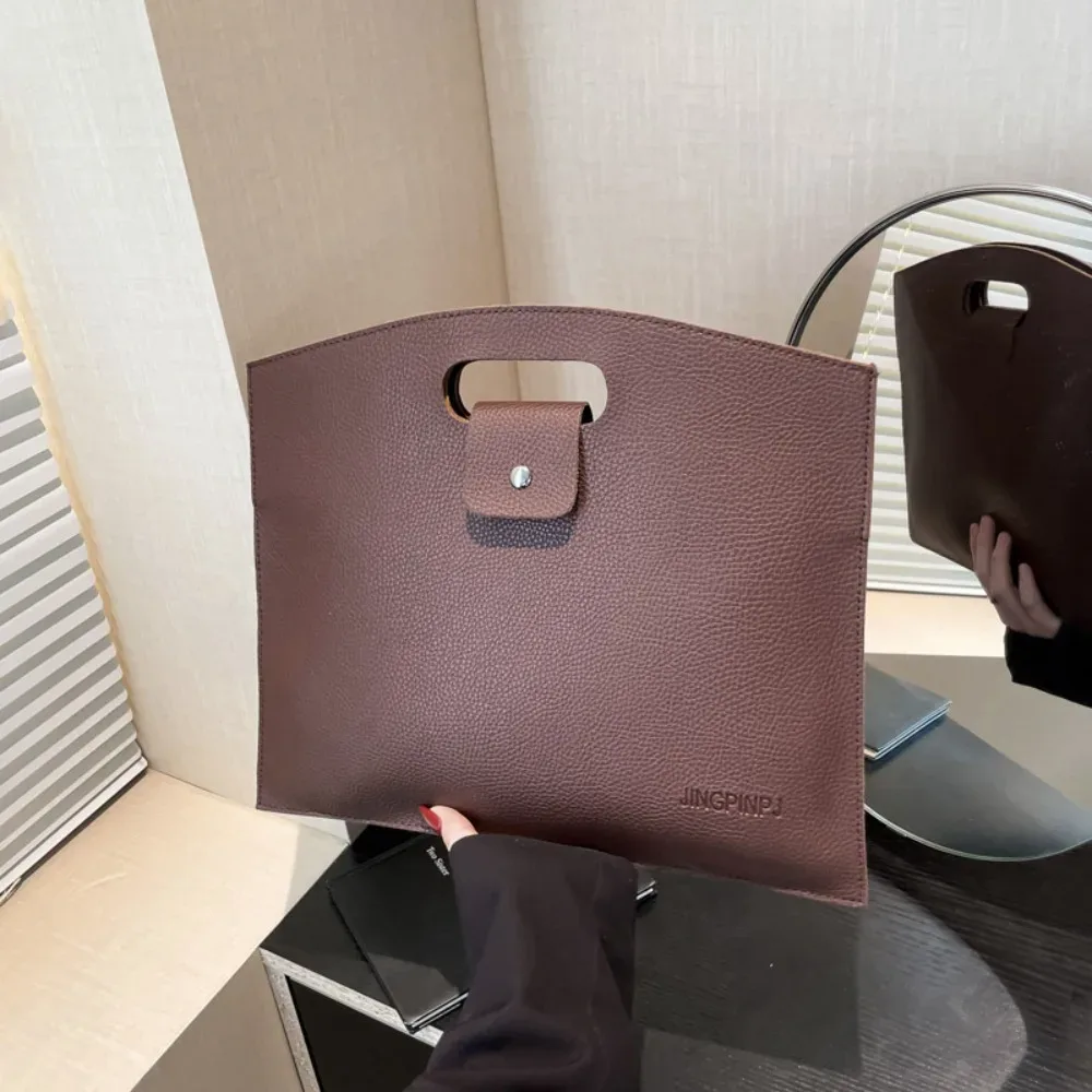 sac de bureau élégant en pu, grande capacité, sac pour ordinateur portable, sac à main, sac de classement de couleur unie pour filles