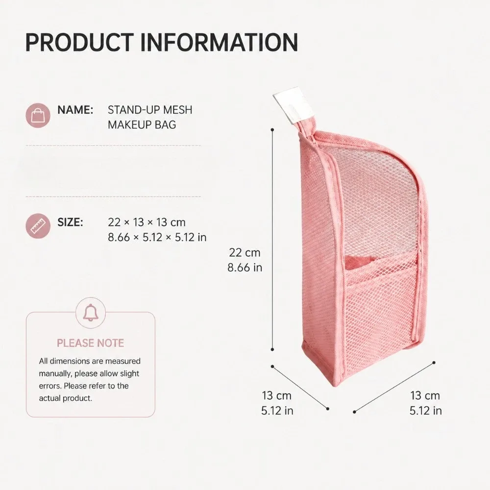 sac de maquillage de voyage pliable, organiseur de cosmétiques étanche de grande capacité avec pochette en filet et porte-brosse à dents, rangement portable