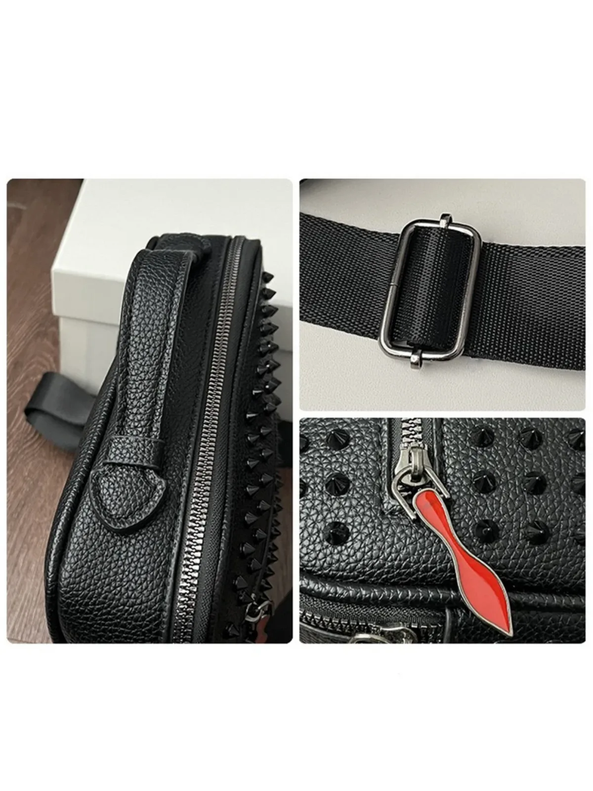 sac bandoulière de style punk pour homme, sac à bandoulière élégant pour homme, grande capacité, plusieurs poches et fermeture à glissière