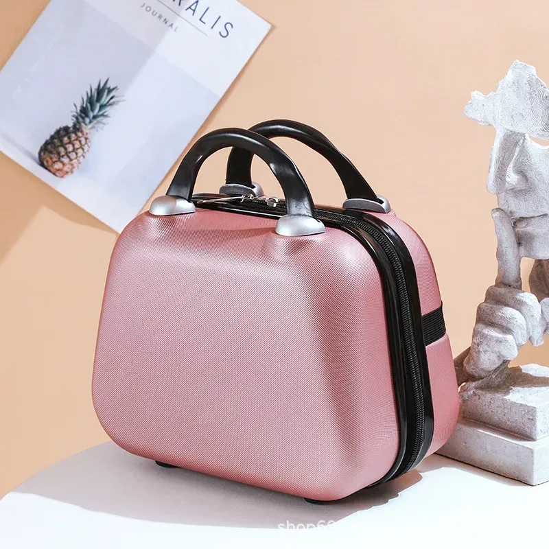 sac de maquillage de voyage pour femmes de 14 pouces, mini valise compacte en plastique abs, design uni, idéal pour un usage personnel