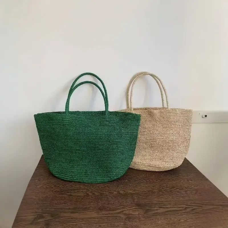 sac de plage en paille naturelle pour femmes, grand sac fourre-tout en rotin tissé à la main, léger, style bohème, pour les voyages en bord de mer, usage quotidien