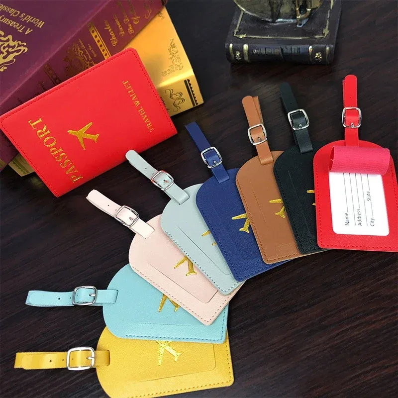 étiquette de bagage en cuir pu pour hommes et femmes, étiquette d'adresse de valise, sac d'embarquement, nom, identification, porte-adresse, accessoire de voyage