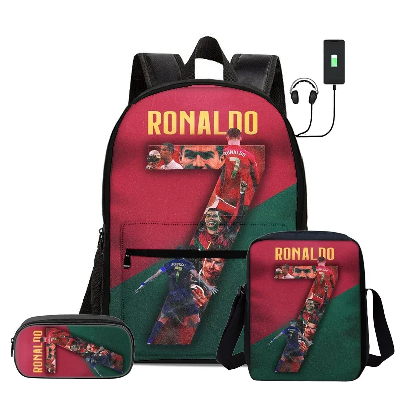 sac dos nylon motifs football noirs couleurs vivaces bandoulière arquée interface usb usage voyage