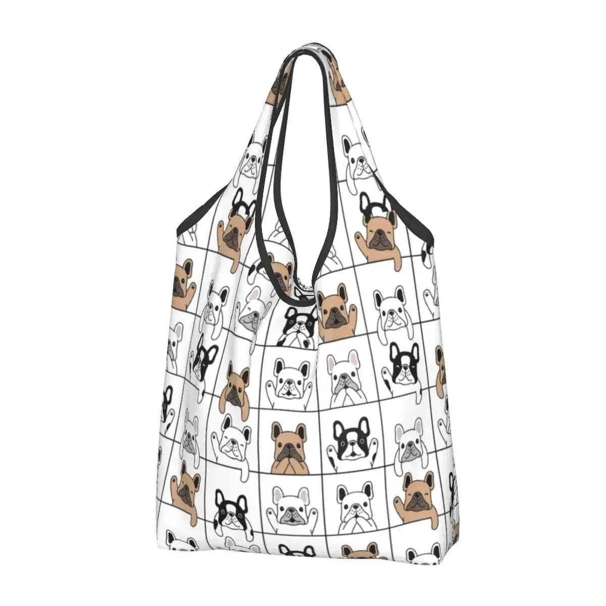 sac à provisions portable pop art pour femme, style bungalow, bouledogue français, sac fourre-tout pour chien, cadeau pour animal de compagnie, sacs d'épicerie