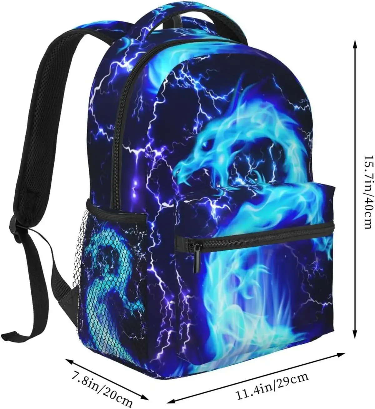 sac à dos dragon bleu, sac à livres à éclairage cool pour enfants, adolescentes, filles et garçons, cadeaux de retour à l'école pour 2e 3e 4e 5e 6e année