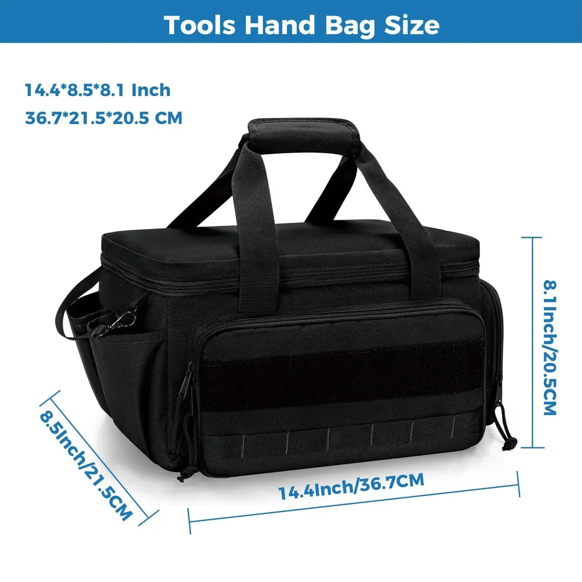 sac à outils tactique robuste de 14 pouces, base antidérapante, organisateur de travail polyvalent pour bricoleur, charpentier, rangement d'outils portable durable