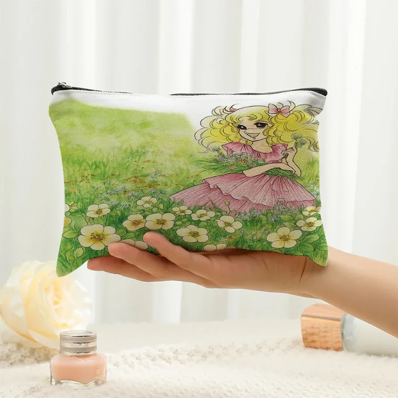 trousse de maquillage candy doll pour femmes, organisateur de cosmétiques de voyage, sacs de rangement mignons à motifs de dessins animés pour filles