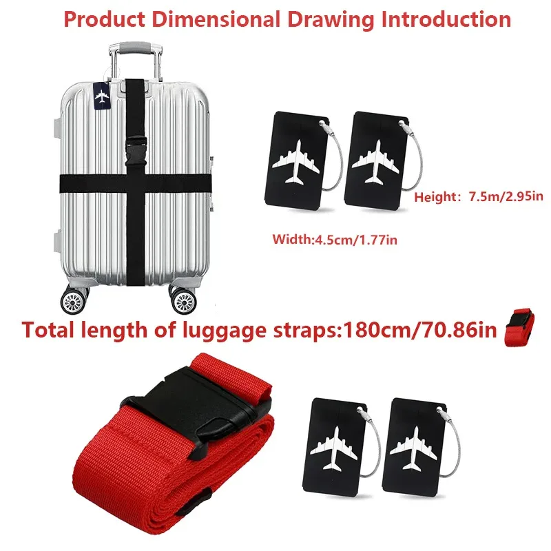 ceinture bagage sangle tissu noir fermoir plastique noir étiquette avion motif blanc voyage identification bagages rentrée scolaire affaires navetteurs étudiants internationaux