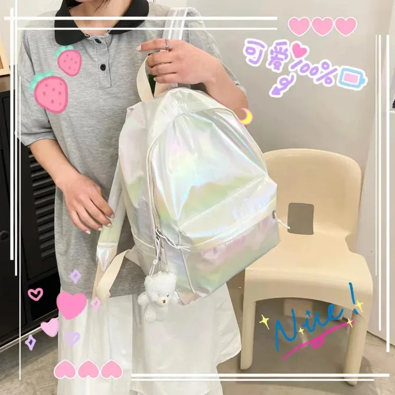 sacs à dos brillants kpop pour femmes, grande capacité, décontractés, pour filles, sac d'école, sac à dos pour ordinateur portable, sac de voyage en cuir pu, sac à dos féminin