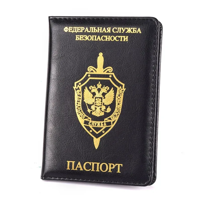 porte-passeport en cuir pu pour hommes et femmes, fsb de russie, service fédéral de sécurité russe, couverture de passeport de voyage, évaluation