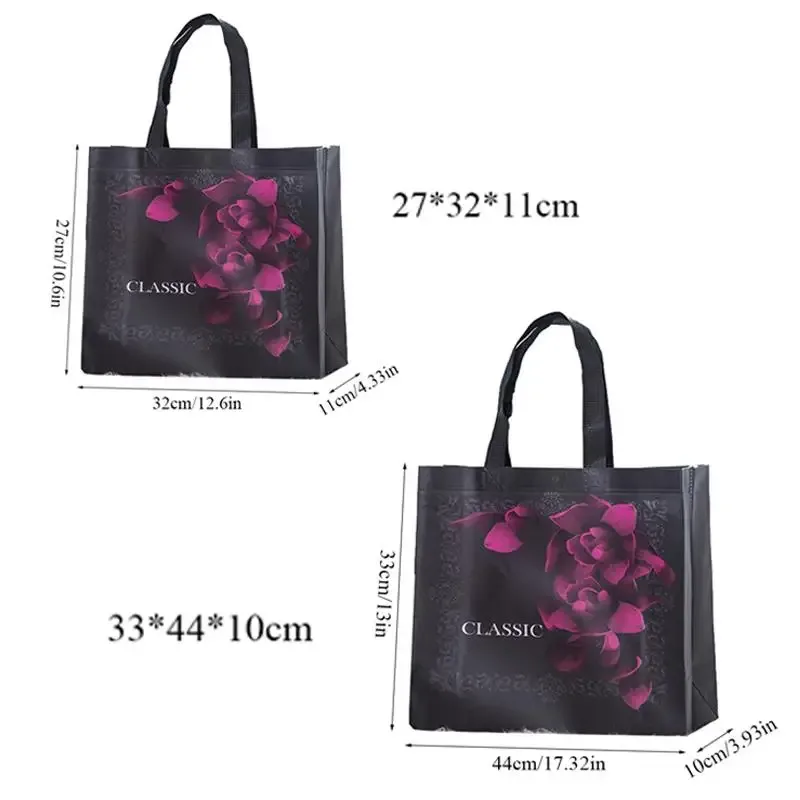 sac fourre-tout en toile non tissée pour femme, sacs à provisions pliables, sacs d'épicerie de voyage réutilisables, sac à soupe en poudre, imprimé fleuri