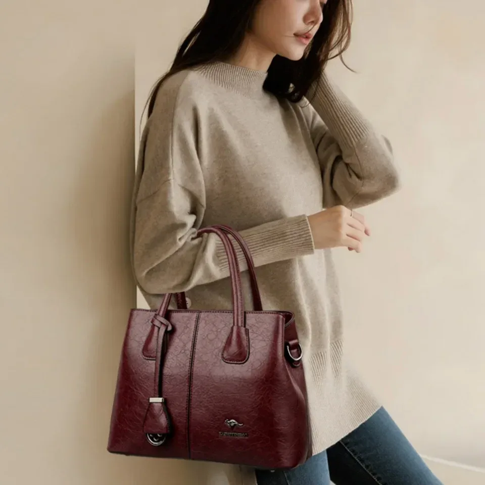 sacs à main en cuir souple de marque authentique pour femmes, grands sacs fourre-tout, sacs à bandoulière carrés, sacs à main tendance, sacs bandoulière