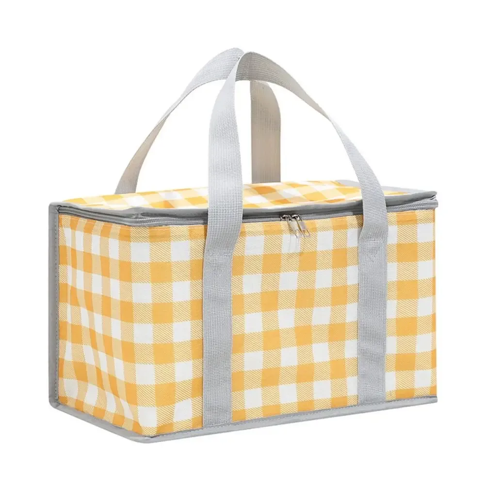 sac de rangement isotherme à carreaux pour femme, sac fourre-tout pour pique-nique printanier, sac à main pour aliments, sac de camping pour conservation des aliments