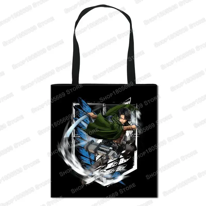 sac de shopping anime attaque sur titan pour femmes, sac à bandoulière pour voyage levi mikasa eren, sac à main pour filles, fourre-tout de rangement