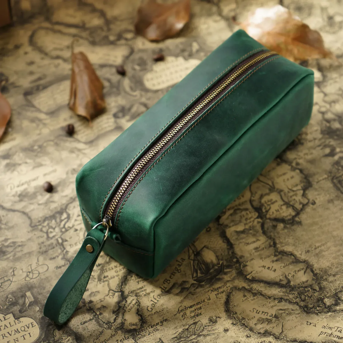 sac de voyage personnalisé en cuir véritable pour cosmétiques, gravure de lettres, pochette vintage en cuir crazy horse, sac de rangement personnalisé