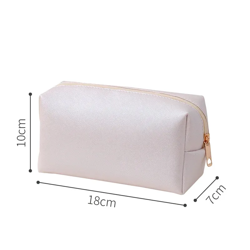 sacs à cosmétiques de couleur unie pour femmes, sac de rangement de maquillage portable de voyage, pochette de toilette à fermeture éclair