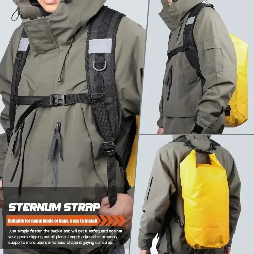 ceinture sangle caoutchouc noir bandes réfléchissantes boucles ajustable sac dos escalade randonnée usage voyage