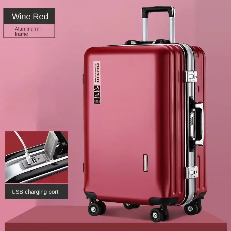 valise à main avec cadre en aluminium, 20 22 24 28 pouces, bagage roulant, cabine de voyage, boîtier de chariot, sac de voyage, verrouillage par mot de passe, fermeture éclair