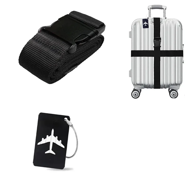 ceinture bagage sangle tissu noir fermoir plastique noir étiquette avion motif blanc voyage identification bagages rentrée scolaire affaires navetteurs étudiants internationaux