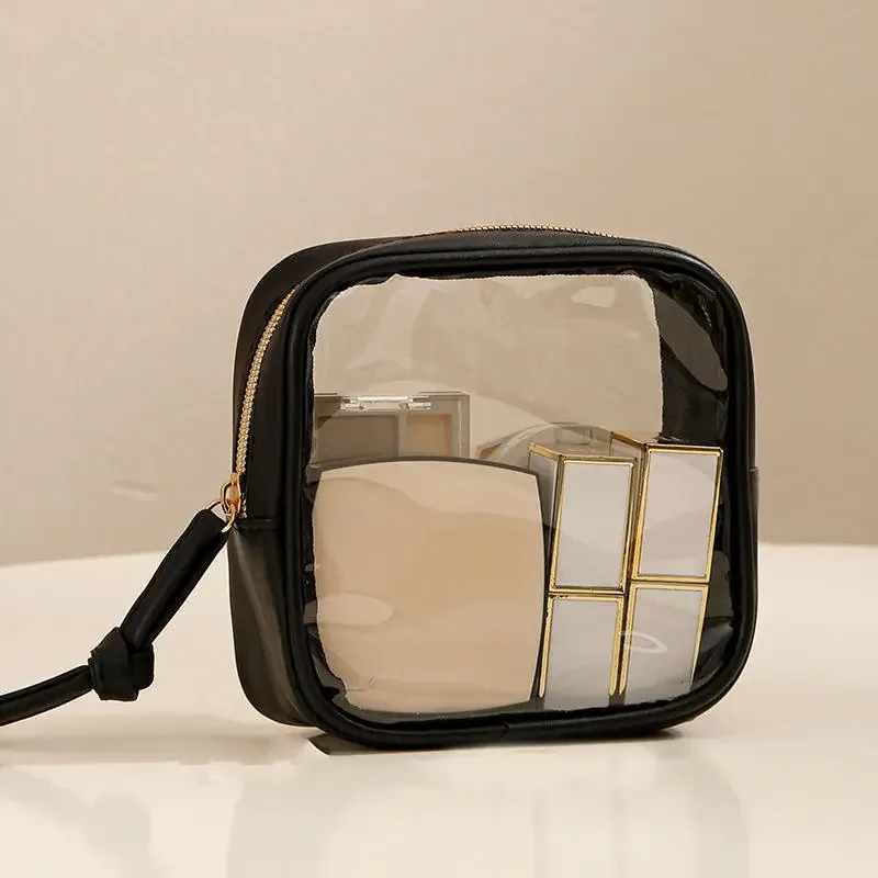 trousse de maquillage transparente en pvc, trousse de toilette, kit de voyage polyvalent, portable, grande capacité, organisateur anti-poussière, sac de rangement transparent