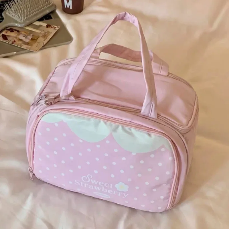 sac de maquillage coloré multifonctionnel de grande capacité, plusieurs compartiments pour le rangement, nouveau sac à bandoulière d'été doux et mignon pour femmes