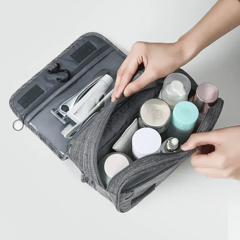 trousse de toilette portable en tissu oxford pour hommes et femmes, organisateur de voyage étanche à suspendre
