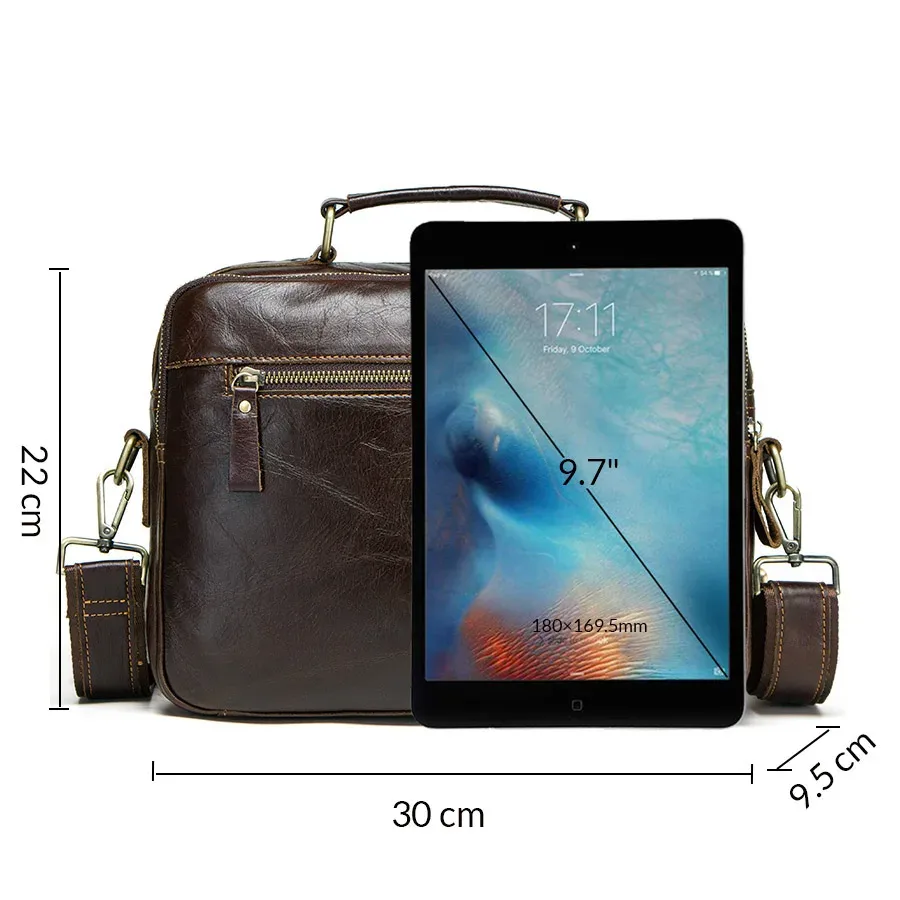 contact's – sac messager en cuir de vache pour hommes, sacoche pour hommes, sacs à bandoulière masculins, grands sacs à bandoulière décontractés