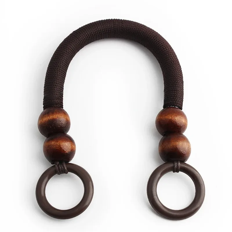 sangle de portefeuille en ulde nylon avec perles en bois, poignée de remplacement, quatre perles en bois, sac à bandoulière en forme de u, poignée de boîte-cadeau, 4 pièces