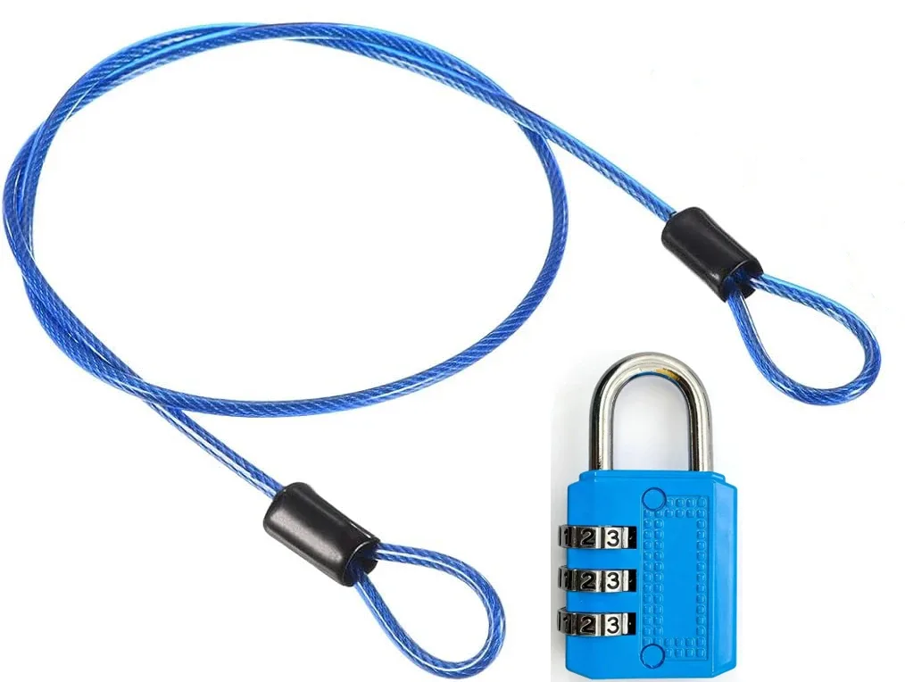 cadenas métallique combinatoire chaîne metaillique noir gris chaîne épaisse boutons extremite voyage valise sécurité