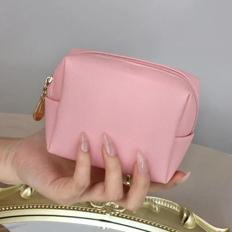 mini trousse de maquillage pour sac à main, sac cosmétique en pu, trousse de toilette étanche, trousse de maquillage de voyage, rouge à lèvres, poudres cosmétiques, étuis de rangement