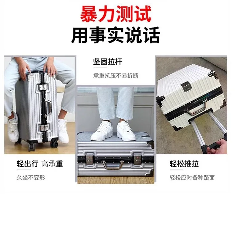 valise à cadre en aluminium, grande capacité, valise à roulettes robuste et durable, valise de cabine à code, valise en pc renforcé, 20/22/24/26/28