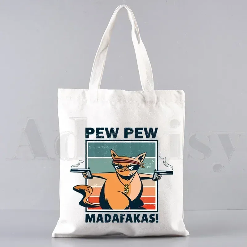 pew pew madafakas sac fourre-tout unisexe sacs en toile sacs à provisions imprimé sac à bandoulière décontracté pliable