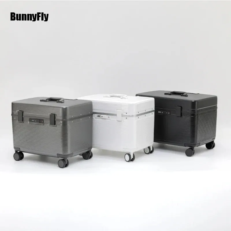 Valise à roulettes Bunnyfly 18" en alliage d'aluminium, valise de pilote pour appareil photo, sac de transport pour équipement photographique avec roues