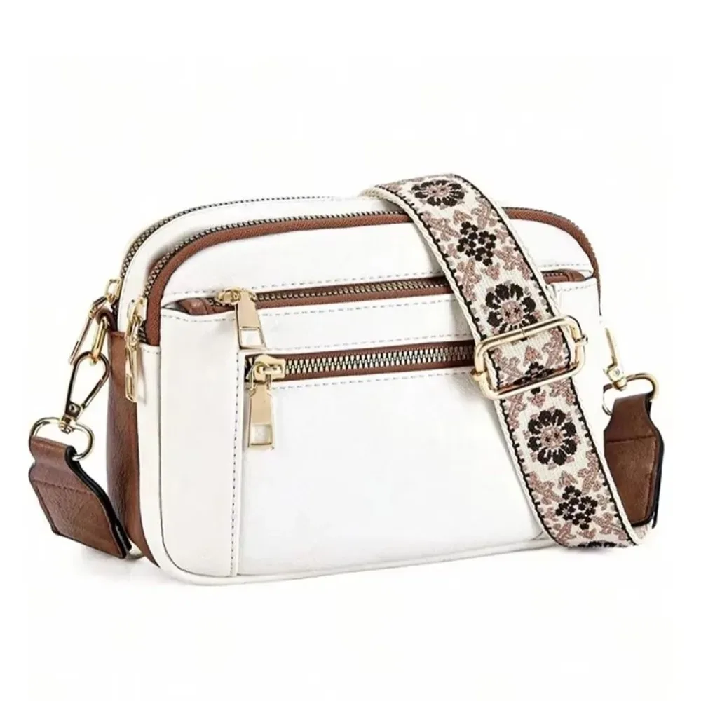 sac à bandoulière multifonctionnel rétro, fermeture éclair, sangle réglable, petit sac carré