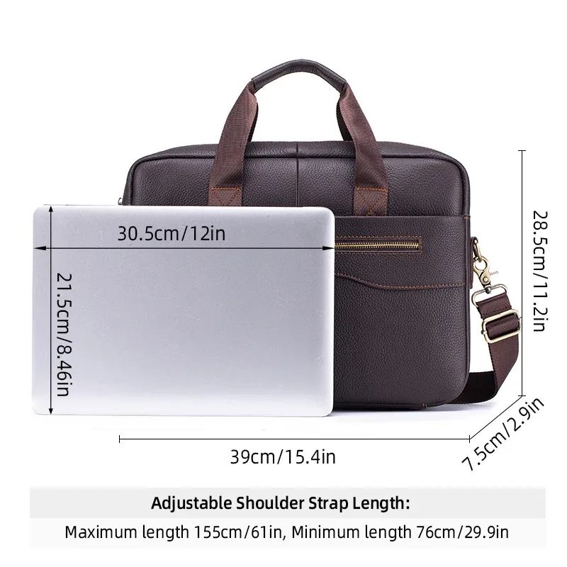 sac à main vintage en cuir véritable pour homme, grand sac pour ordinateur portable, sac de travail en cuir de vachette, sac de voyage d'affaires, sac à bandoulière