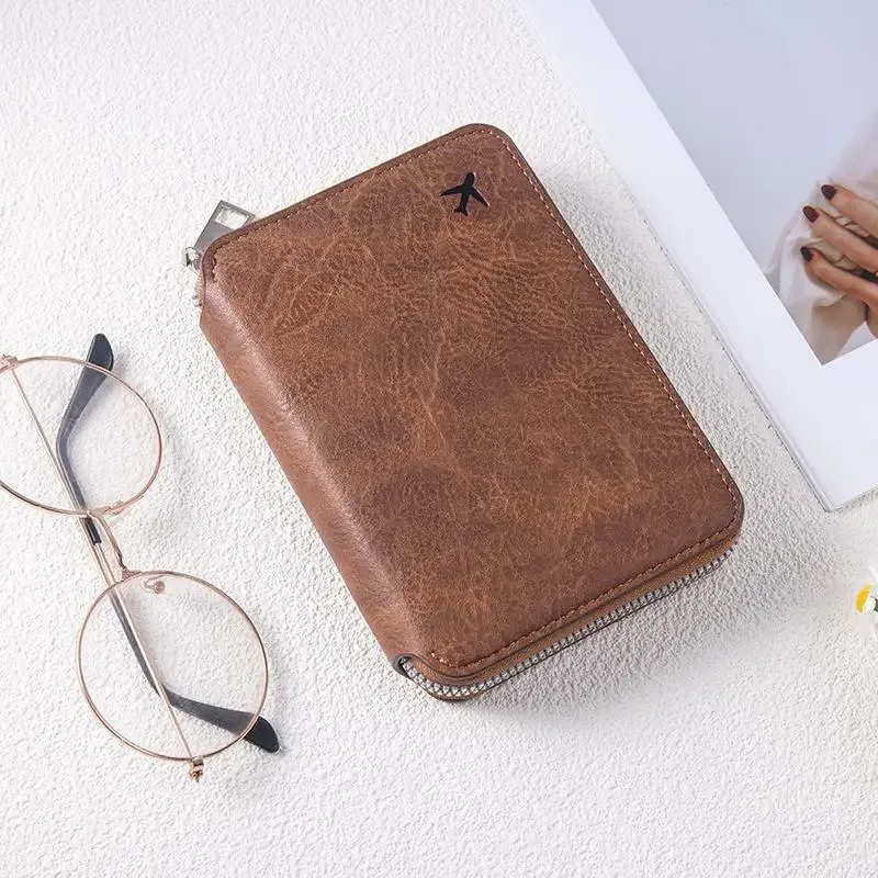 étui de voyage zippé grande capacité pour passeport et cartes, organiseur de billets, porte-monnaie