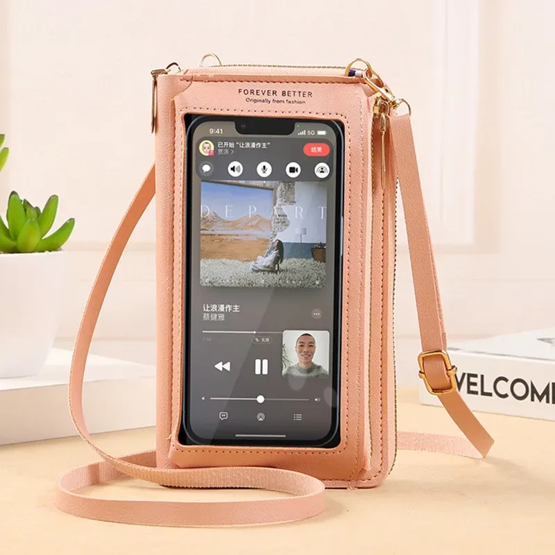 sac à main pour téléphone portable à écran tactile, portefeuille à bandoulière pour femme, porte-monnaie transparent à une épaule, nouvelle collection 2025
